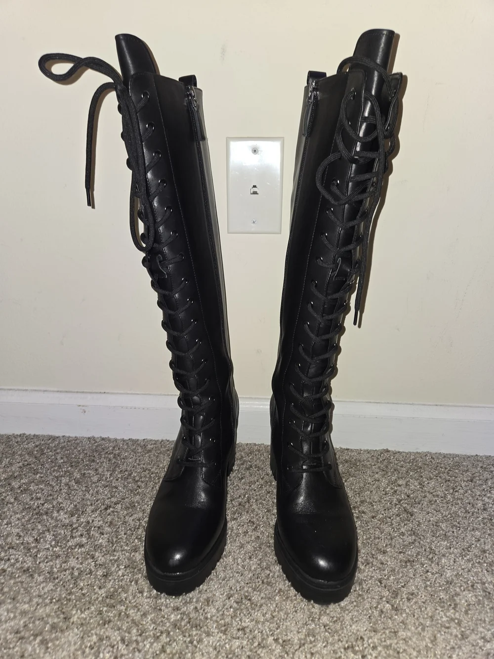 Aerosoles Women's Black Lace-Up Knee-High Boots